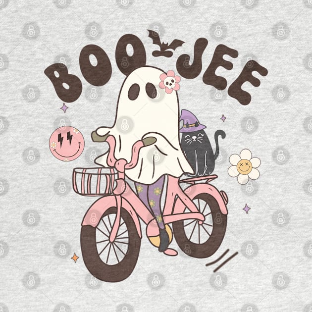 Funny Boo jee Vintage Halloween Design Groovy - Ghost Halloween Costume Present Idea For Girls by Arda
